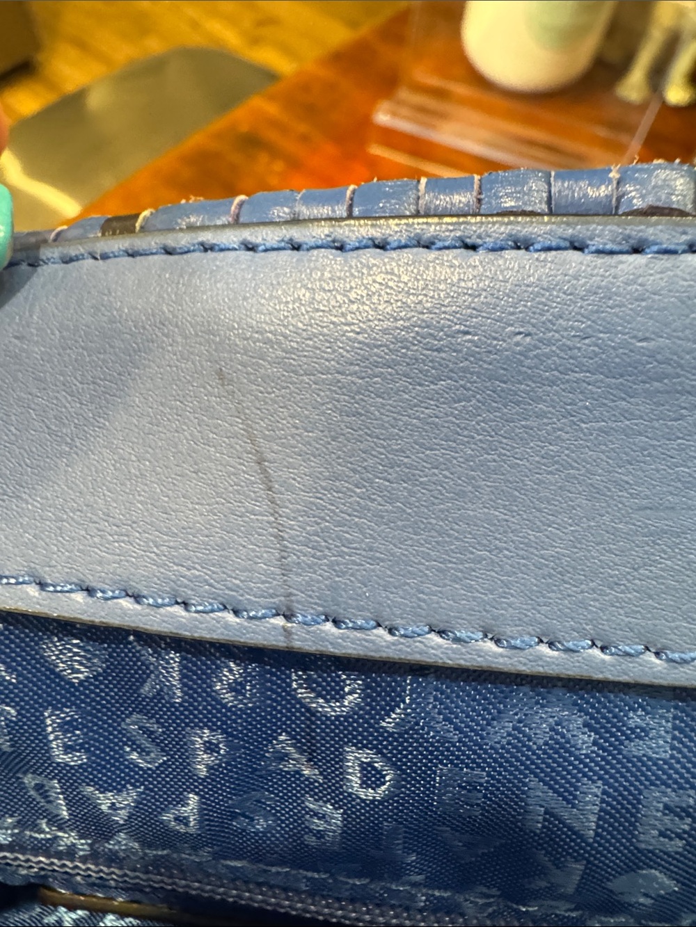 kate spade Blue and White Woven Plaid Tote - Picture 16 of 16